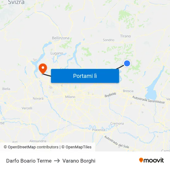 Darfo Boario Terme to Varano Borghi map