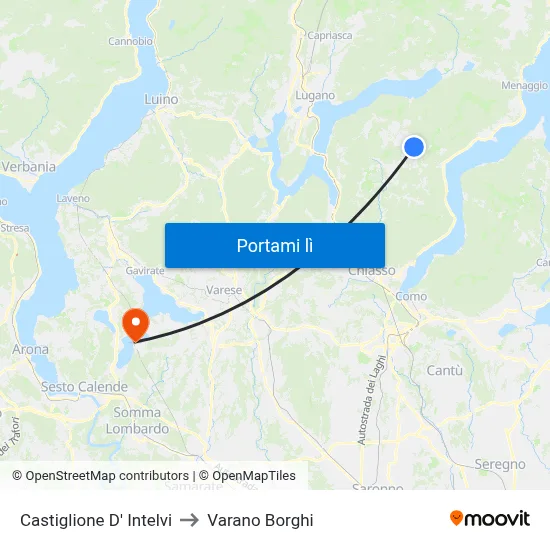 Castiglione D' Intelvi to Varano Borghi map