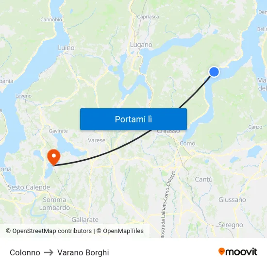 Colonno to Varano Borghi map