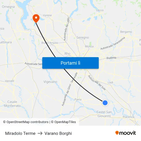 Miradolo Terme to Varano Borghi map