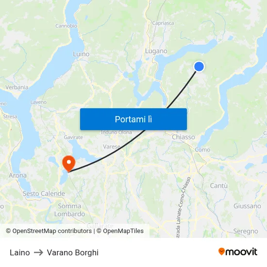 Laino to Varano Borghi map
