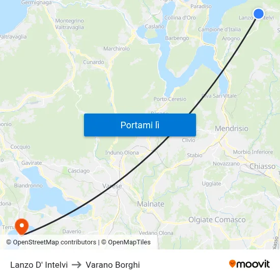 Lanzo D' Intelvi to Varano Borghi map