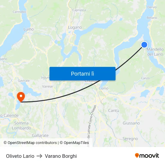 Oliveto Lario to Varano Borghi map