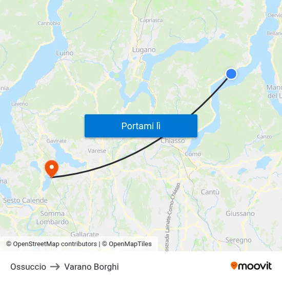 Ossuccio to Varano Borghi map