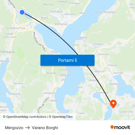 Mergozzo to Varano Borghi map