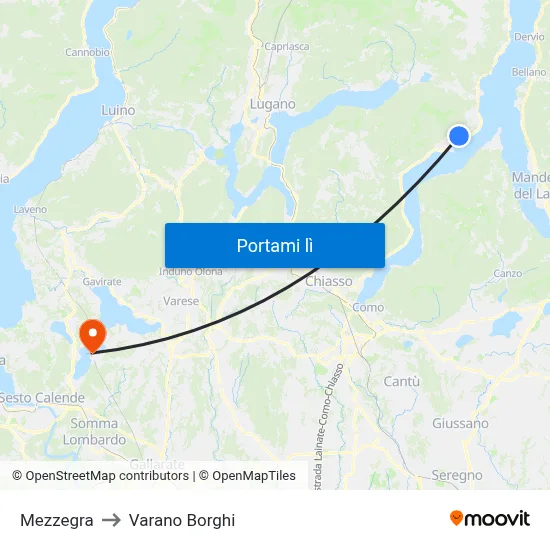 Mezzegra to Varano Borghi map