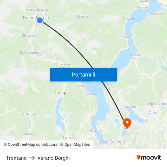 Trontano to Varano Borghi map