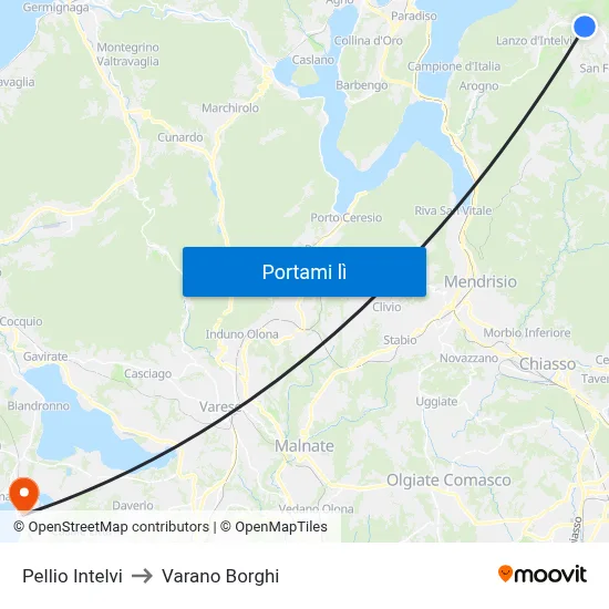 Pellio Intelvi to Varano Borghi map