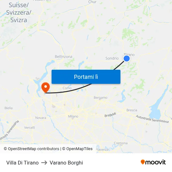 Villa Di Tirano to Varano Borghi map