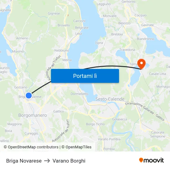 Briga Novarese to Varano Borghi map