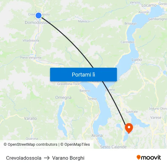 Crevoladossola to Varano Borghi map