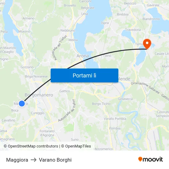 Maggiora to Varano Borghi map