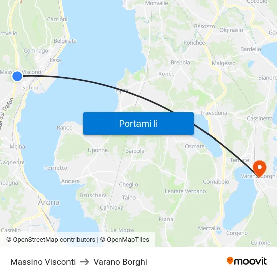 Massino Visconti to Varano Borghi map