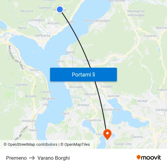 Premeno to Varano Borghi map
