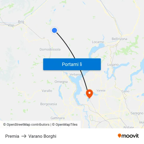 Premia to Varano Borghi map
