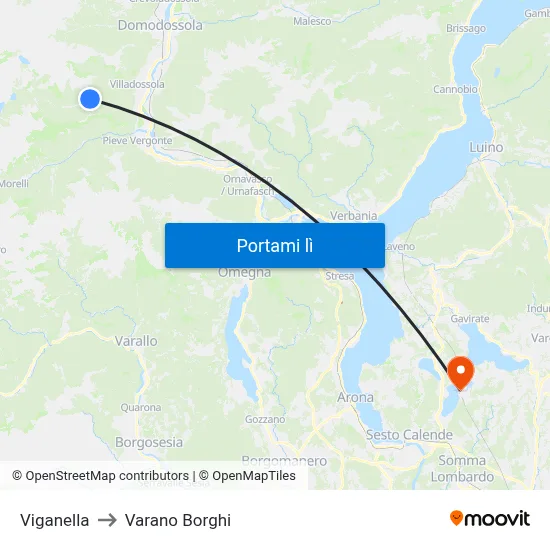 Viganella to Varano Borghi map