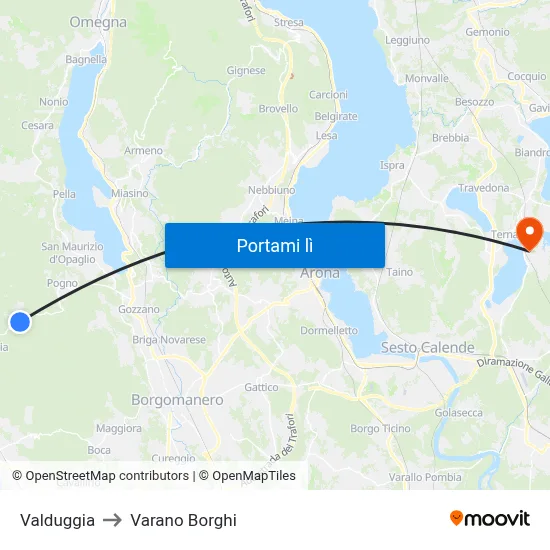 Valduggia to Varano Borghi map