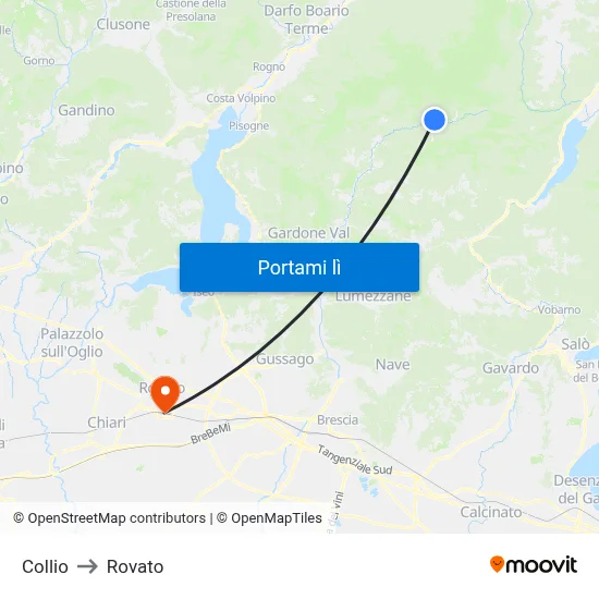 Collio to Rovato map
