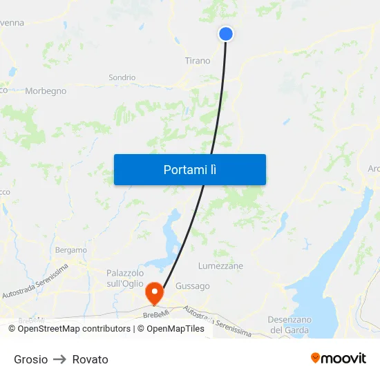 Grosio to Rovato map