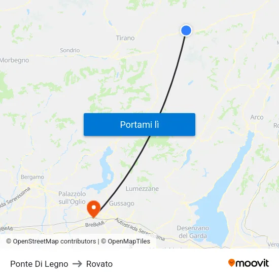 Ponte Di Legno to Rovato map