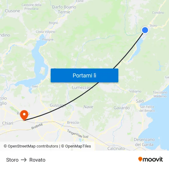 Storo to Rovato map