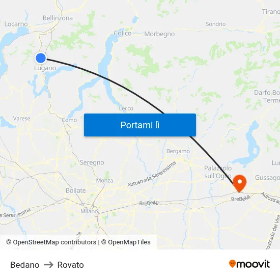 Bedano to Rovato map