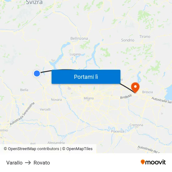Varallo to Rovato map