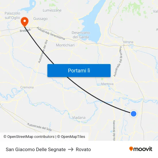 San Giacomo Delle Segnate to Rovato map