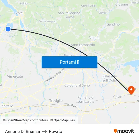 Annone Di Brianza to Rovato map