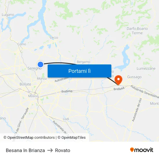 Besana In Brianza to Rovato map