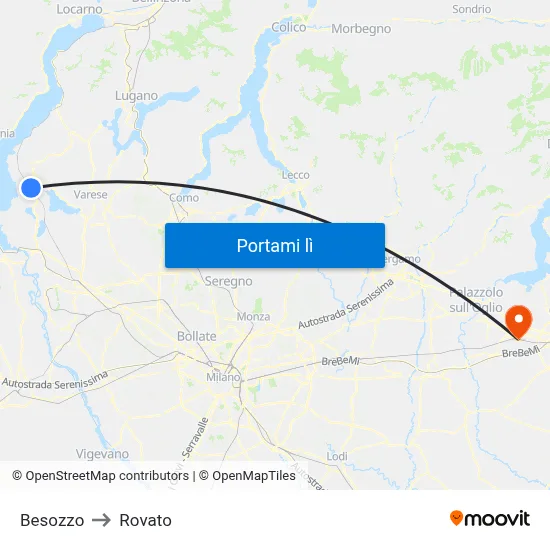 Besozzo to Rovato map