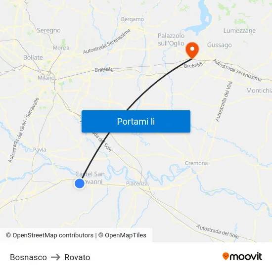 Bosnasco to Rovato map