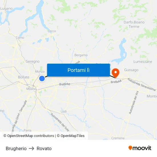 Brugherio to Rovato map