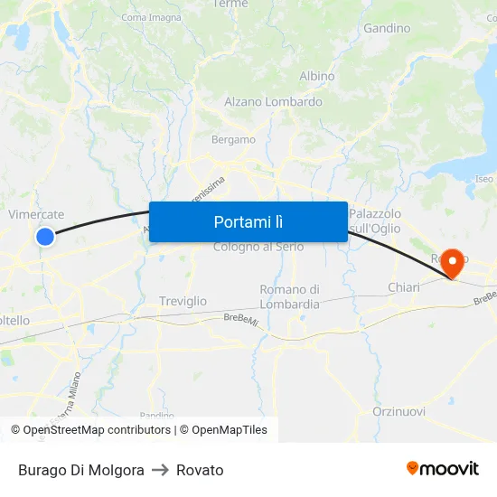Burago Di Molgora to Rovato map