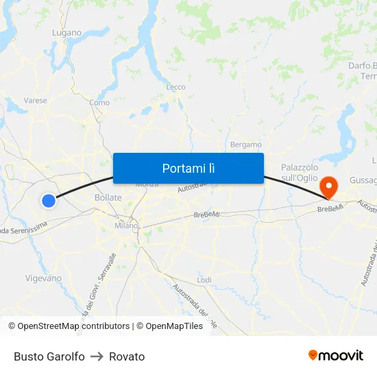 Busto Garolfo to Rovato map