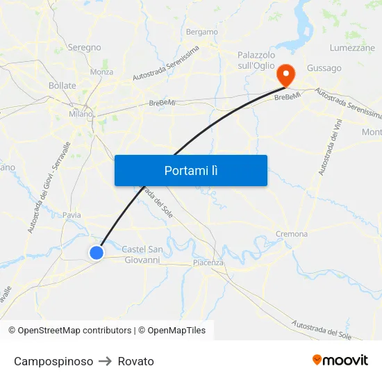 Campospinoso to Rovato map