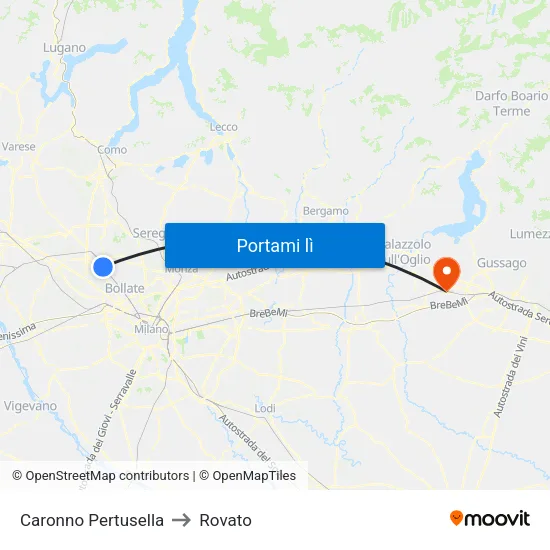 Caronno Pertusella to Rovato map