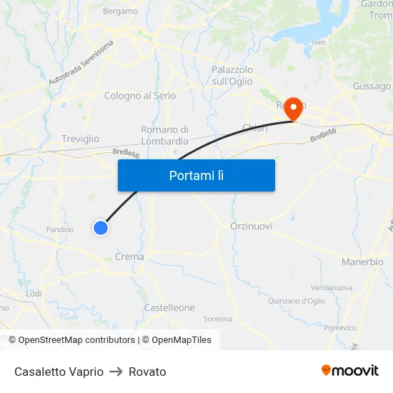 Casaletto Vaprio to Rovato map
