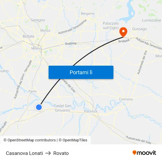 Casanova Lonati to Rovato map