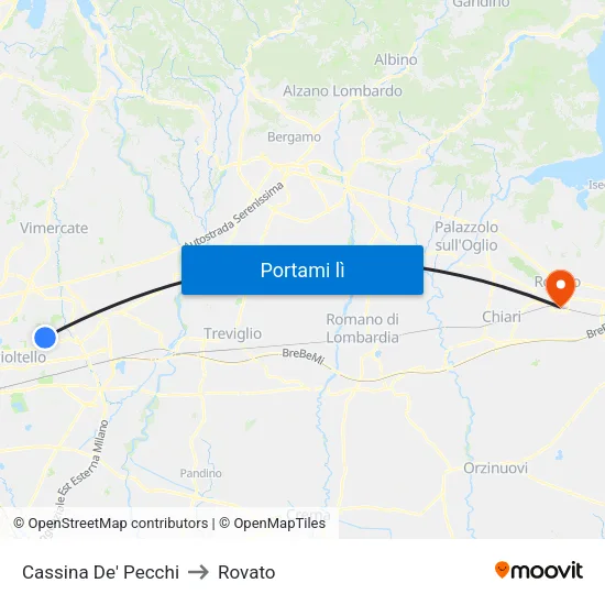 Cassina De' Pecchi to Rovato map