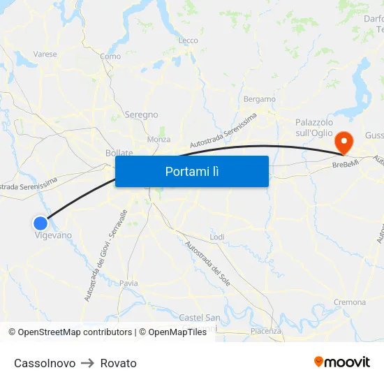 Cassolnovo to Rovato map