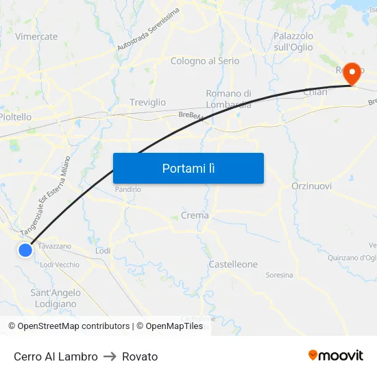 Cerro Al Lambro to Rovato map