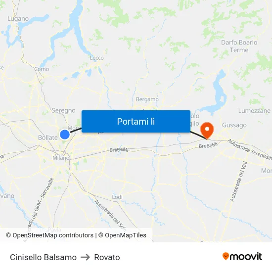 Cinisello Balsamo to Rovato map