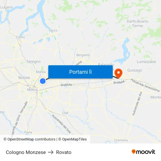 Cologno Monzese to Rovato map