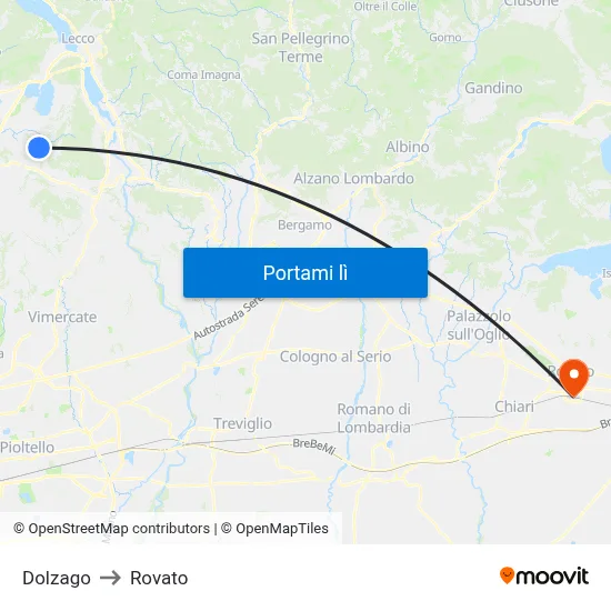 Dolzago to Rovato map