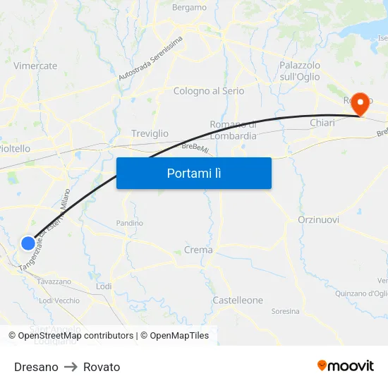 Dresano to Rovato map