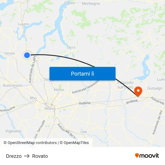 Drezzo to Rovato map