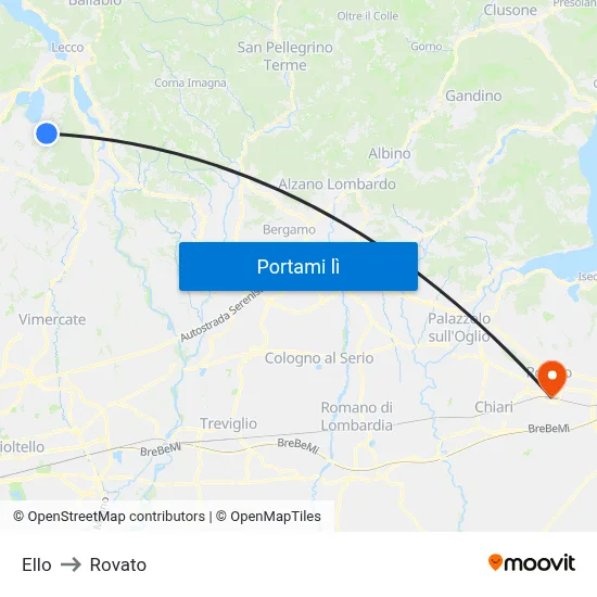 Ello to Rovato map