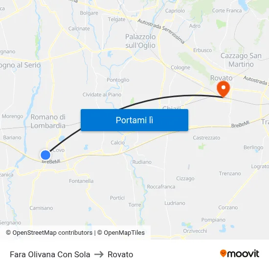Fara Olivana Con Sola to Rovato map