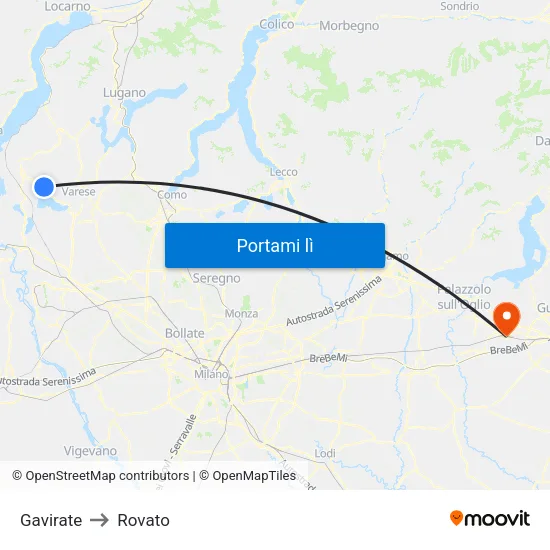 Gavirate to Rovato map